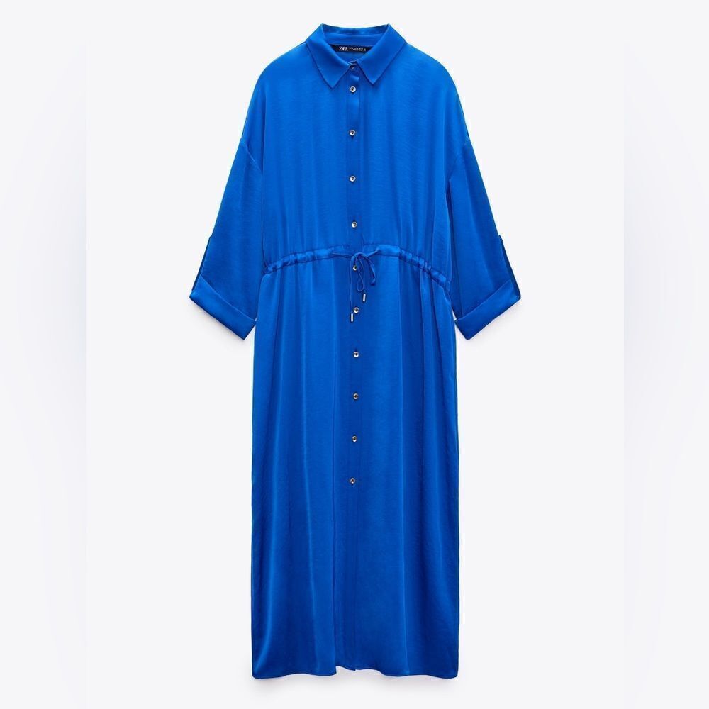 ZARA RUCHED SATIN EFFECT DRESS - Picture 5 of 10
